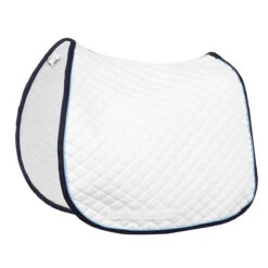 TuffRider Basic All Purpose Pad With Trim And Piping -Equestrian Supply Store 100558 JPC TuffRider.Basic .AllPurpose.Saddle.Pad .Trim Piping White.Navy .LightBlue Side
