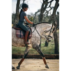 Sixteen Cypress Dressage Pad -Equestrian Supply Store 16C DP FP C 16Cypress Dressage.Pad Field.Plaid .Cognac Lifestyle2