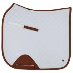 Sixteen Cypress Dressage Pad -Equestrian Supply Store 16C DP WH C 16Cypress Dressage.Pad White.Cognac