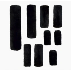 Walsh Genuine Sheepskin Halter Covers -Equestrian Supply Store 383 9 Walsh Genuine.Sheepskin.Halter.Covers Black.Full .Set Front