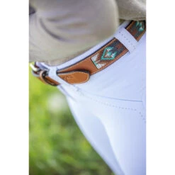 Penelope Pearl Belt -Equestrian Supply Store 96001260 French.Eq Penelope Pearl.Belt Brandy.Turquoise
