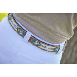 Penelope Pearl Belt -Equestrian Supply Store 96001260 French.Eq Penelope Pearl.Belt Brandy.Turquoise.2