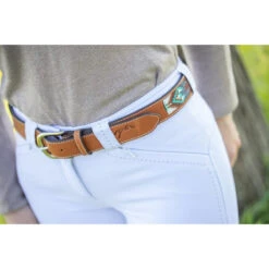 Penelope Pearl Belt -Equestrian Supply Store 96001260 French.Eq Penelope Pearl.Belt Brandy.Turquoise.3