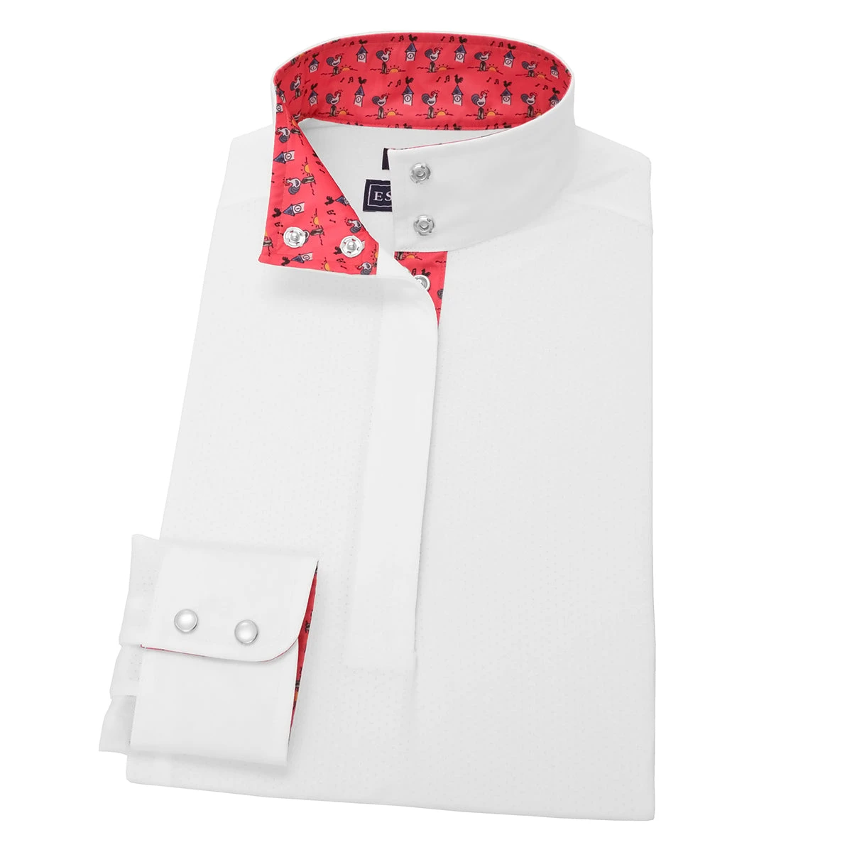 Essex Classics Girls "Roosters" Talent Yarn Straight Collar Long Sleeve Show Shirt 1 Essex Classics Girls "Roosters" Talent Yarn Straight Collar Long Sleeve Show Shirt