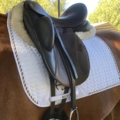 Halter Ego European Cotton Saddle Pad -Equestrian Supply Store HEgo DRSGPAD Wht Rust HalterEgo European.Cotton.Dressage.Saddle.Pad White.Rust LS