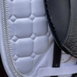 Halter Ego Satin Classic Saddle Pad -Equestrian Supply Store HEgo WHT DRSG HalterEgo Satin.Classic.Quilted.Saddle.Pad .Dressage White LS