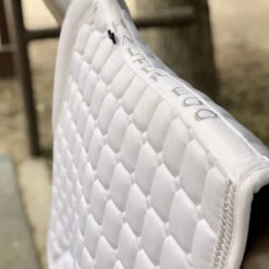 Halter Ego Satin Classic Saddle Pad -Equestrian Supply Store HEgo WHT DRSG HalterEgo Satin.Classic.Quilted.Saddle.Pad .Dressage White LS2