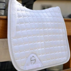 Halter Ego Satin Classic Saddle Pad -Equestrian Supply Store HEgo WHT JMP HalterEgo Satin.Classic.Quilted.Saddle.Pad .Jump White