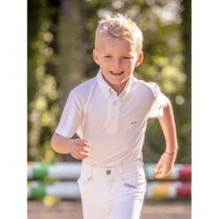 Jump'in Boy's Short Sleeve Gaston Competition Polo Shirt -Equestrian Supply Store Jump.In Boys.Gaston.Polo .Show .Shirt White