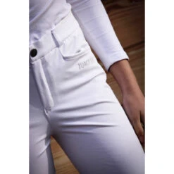 Jump'in Unisex Junior Sacha Breeches 18 Jump'in Unisex Junior Sacha Breeches -Equestrian Supply Store Jump.In Unisex.Junior.Sacha .Breeches White Front.Logo