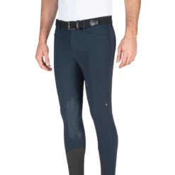 Equiline GrantK Men's B-Move Knee Grip Breeches -Equestrian Supply Store N08479 EQline GrentK Blue