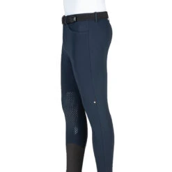 Equiline GrantK Men's B-Move Knee Grip Breeches -Equestrian Supply Store N08479 EQline GrentK Blue Side