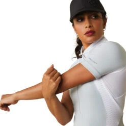 Ariat Womens Ascent 1/4 Zip Short Sleeve Show Shirt -Equestrian Supply Store S23 WMS ENGL 10043400 detail01