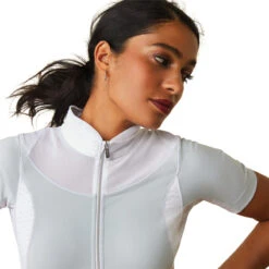 Ariat Womens Ascent 1/4 Zip Short Sleeve Show Shirt -Equestrian Supply Store S23 WMS ENGL 10043400 detail03