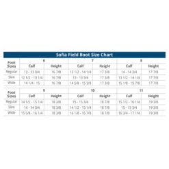 Ovation Ladies Sofia Black Field Boot -Equestrian Supply Store SofiaFieldBoots SizeChart