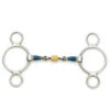 Centaur Blue Steel 2-Ring Gag Bit With Loose Brass Roller Disks