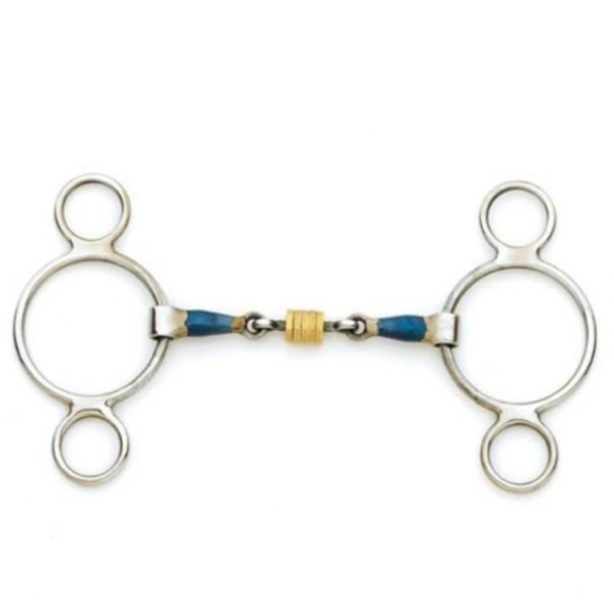 Centaur Blue Steel 2-Ring Gag Bit With Loose Brass Roller Disks 1 Centaur Blue Steel 2-Ring Gag Bit With Loose Brass Roller Disks