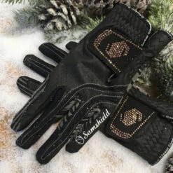 Samshield V Skin Swarovski Gloves- Rose Gold Crystals -Equestrian Supply Store gloveblack 17806.1586355543.1280.1280