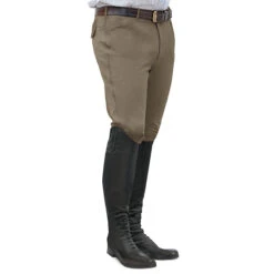 Ovation Men's EuroWeave Front Zip 4-Pocket Knee Patch Breeches -Equestrian Supply Store light tan 40541.1588796603.1280.1280